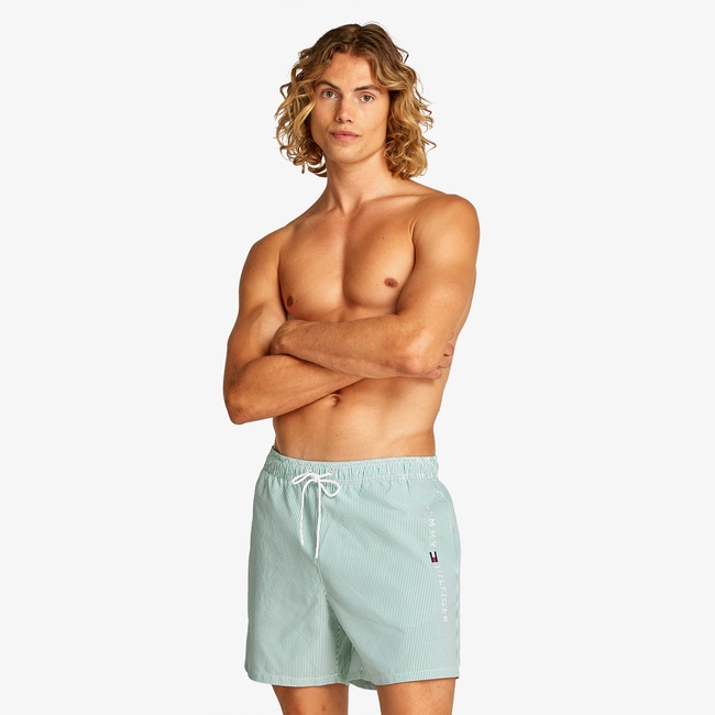  Tommy Hilfiger Medium Drawstring Ithaca Stripe Erkek Yeşil Mayo Şort