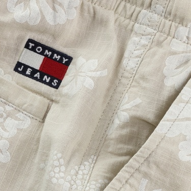  Tommy Jeans Slub Aop Beach Ext Erkek Bej Şort