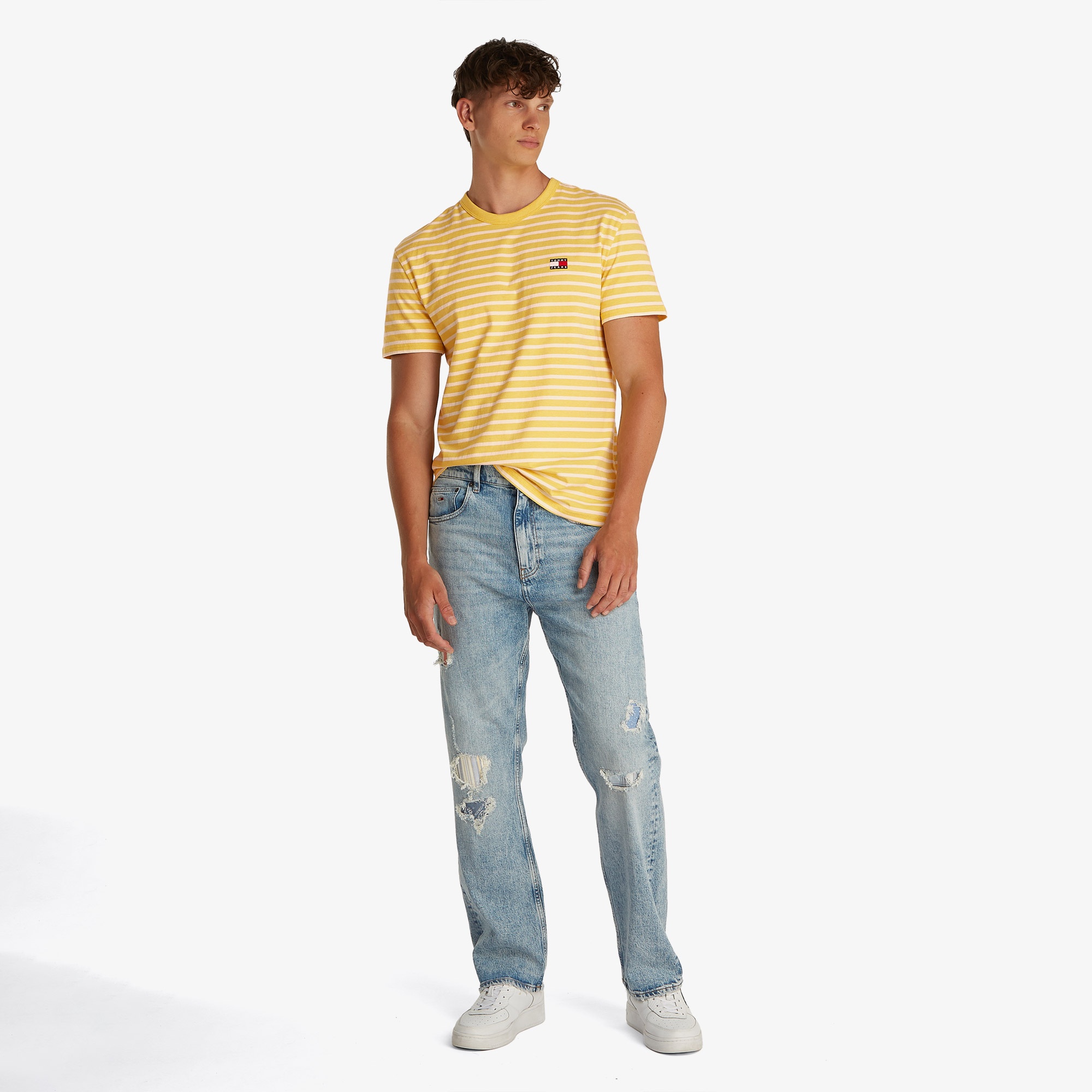 Tommy Jeans Reg Breton Stp Erkek Sarı T-Shirt