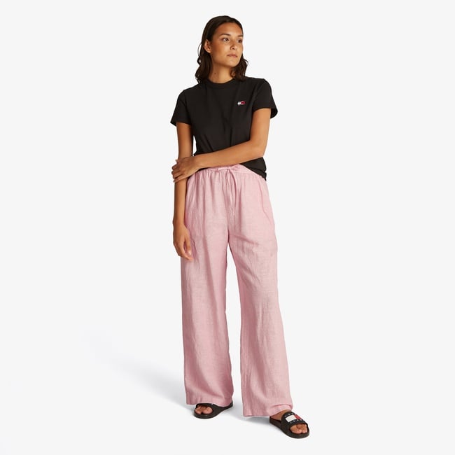  Tommy Jeans Linen Kadın Pembe Pantolon