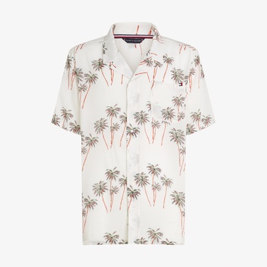  Tommy Hilfiger Bowling Print Erkek Bej Gömlek