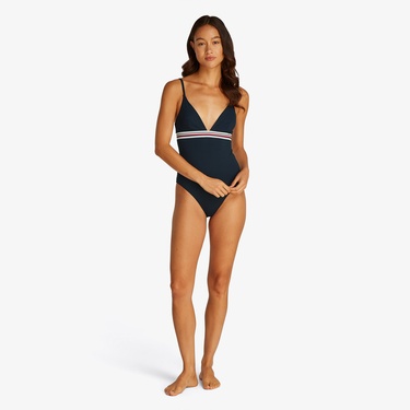  Tommy Hilfiger Triangle One Piece Kadın Lacivert Mayo