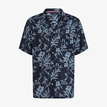  Tommy Hilfiger Bowling Print Erkek Mavi Gömlek