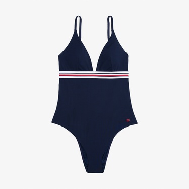  Tommy Hilfiger Triangle One Piece Kadın Lacivert Mayo