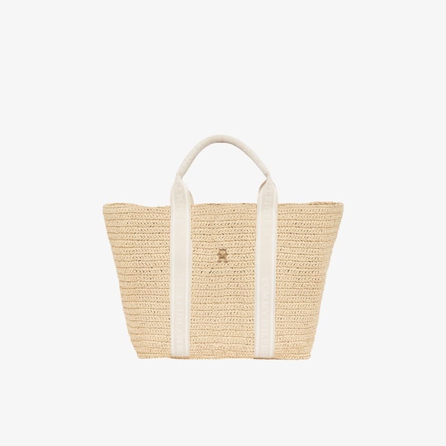  Tommy Hilfiger Spring Logo Kadın Bej Plaj Çantası