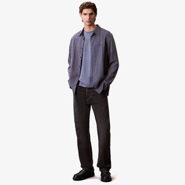  Calvin Klein Raised Editorial Logo Erkek Gri T-Shirt