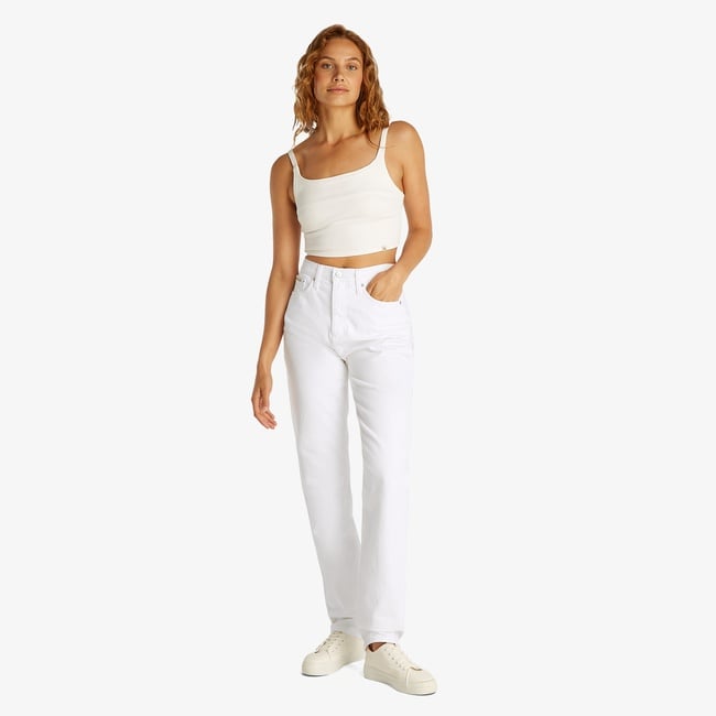  Calvin Klein Authentic Slim Straight Kadın Beyaz Jean