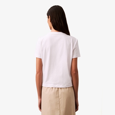  Calvin Klein Flocked Logo Kadın Beyaz T-Shirt
