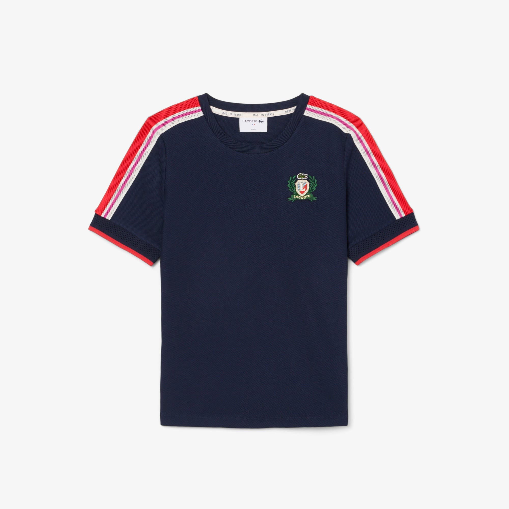 Lacoste Kadın Slim Fit Bisiklet Yaka Renk Bloklu Lacivert T-Shirt