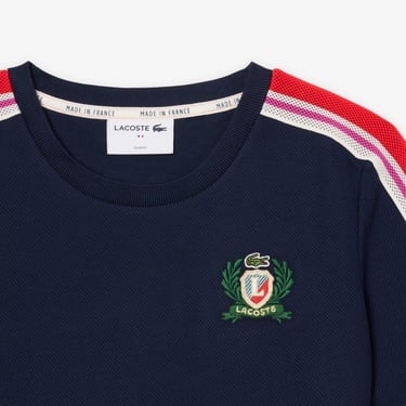  Lacoste Kadın Slim Fit Bisiklet Yaka Renk Bloklu Lacivert T-Shirt