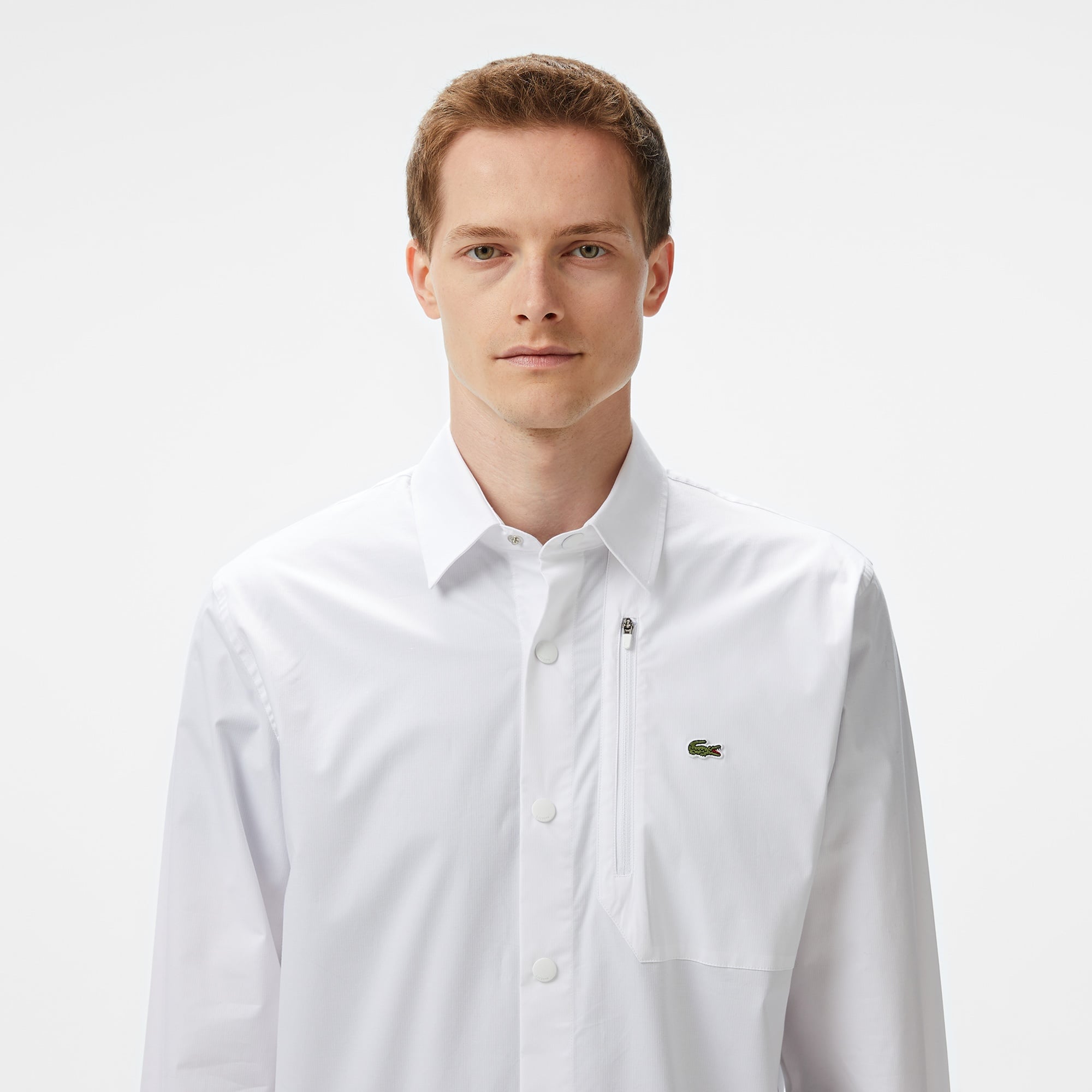 Lacoste Erkek Regular Fit Baskılı Beyaz Gömlek