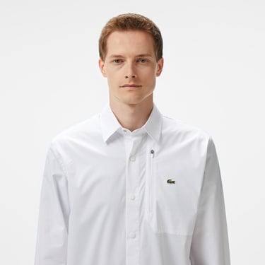  Lacoste Erkek Regular Fit Baskılı Beyaz Gömlek