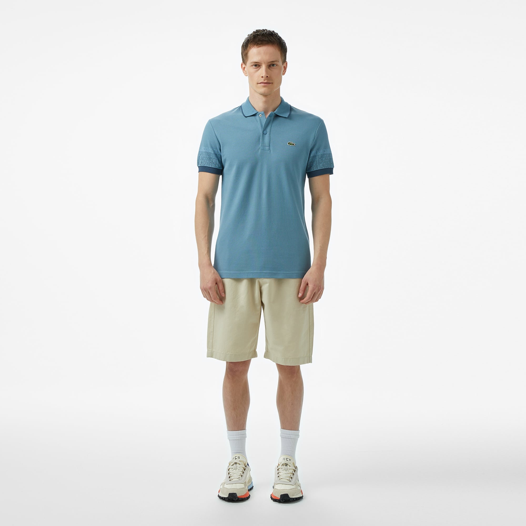 Lacoste Loose Fit Erkek Baskılı Mavi Polo
