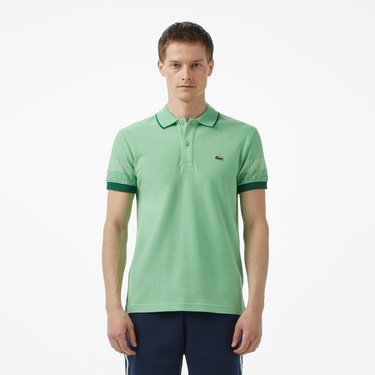  Lacoste Loose Fit Erkek Baskılı Açık Yeşil Polo
