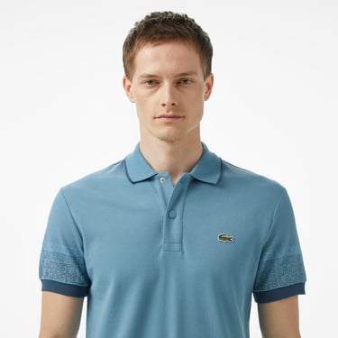  Lacoste Loose Fit Erkek Baskılı Mavi Polo