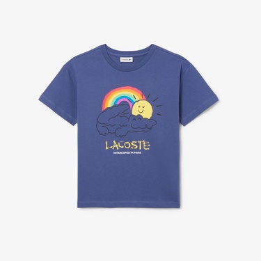  Lacoste Çocuk Bisiklet Yaka Mor T-Shirt