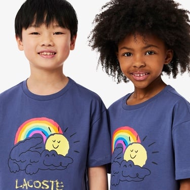  Lacoste Çocuk Bisiklet Yaka Mor T-Shirt