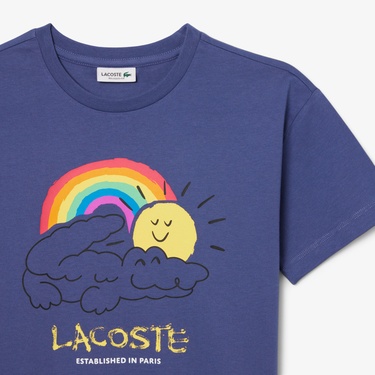  Lacoste Çocuk Bisiklet Yaka Mor T-Shirt