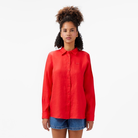  Kadın Relaxed Fit Kırmızı Gömlek