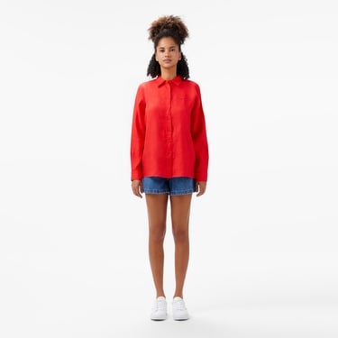  Kadın Relaxed Fit Kırmızı Gömlek