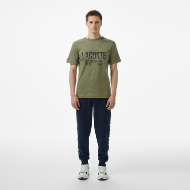  Lacoste Erkek Slim Fit Bisiklet Yaka Baskılı Haki T-Shirt