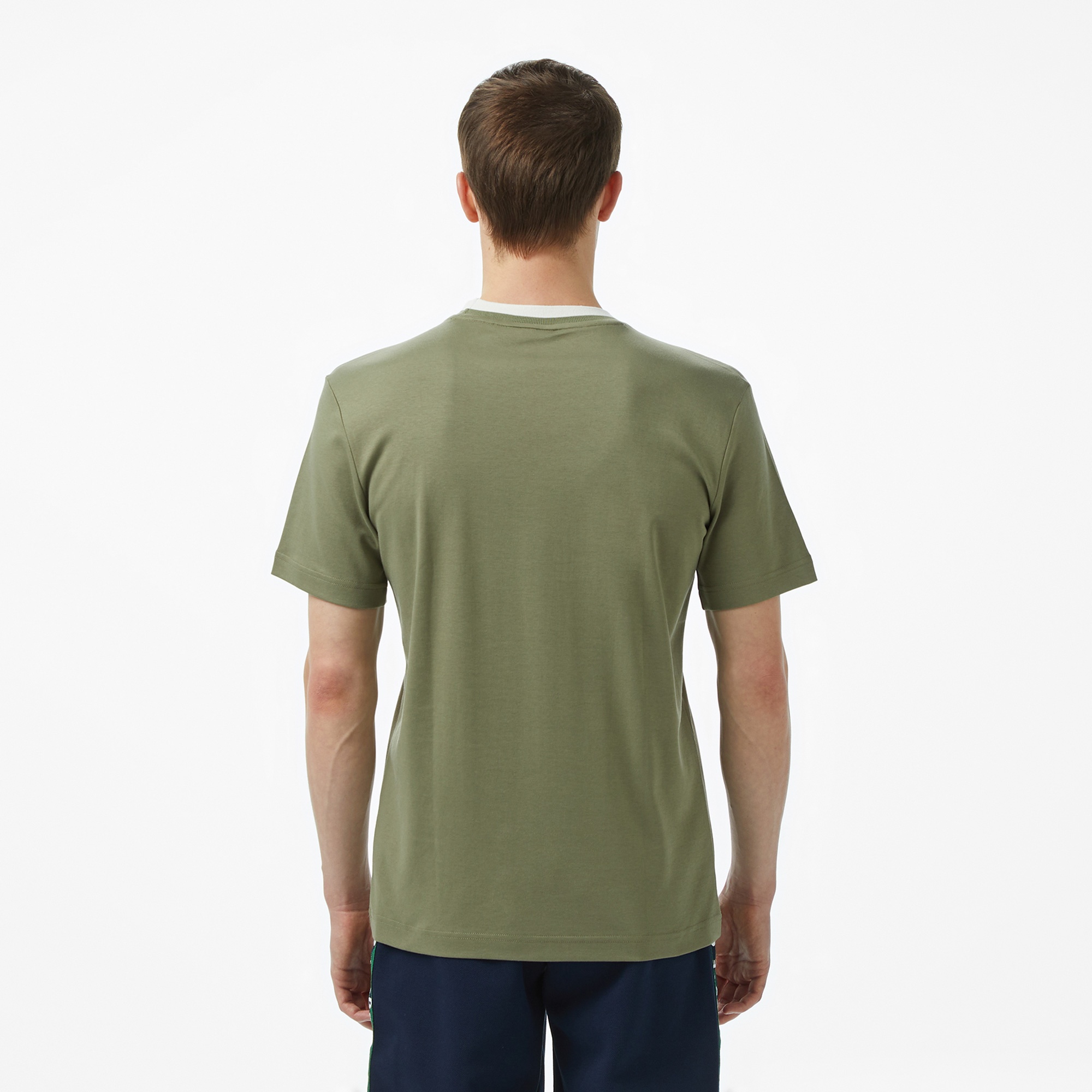 Lacoste Erkek Slim Fit Bisiklet Yaka Baskılı Haki T-Shirt