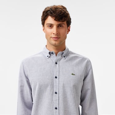  Lacoste Erkek Regular Fit Düğmeli Yaka Lacivert Gömlek