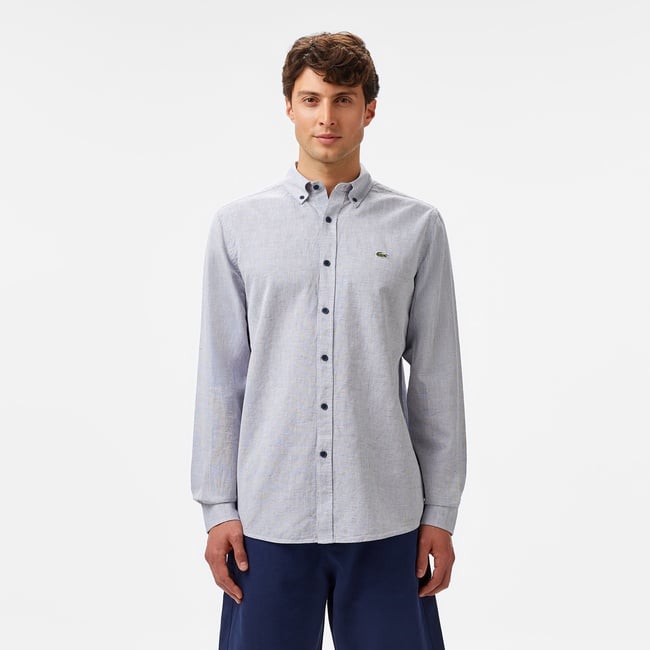  Lacoste Erkek Regular Fit Düğmeli Yaka Lacivert Gömlek