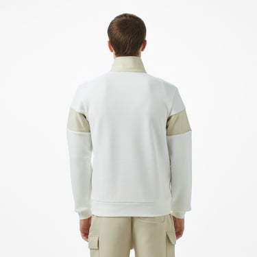  Lacoste Erkek Classic Fit Yarım Fermuarlı Renk Bloklu Beyaz Sweatshirt