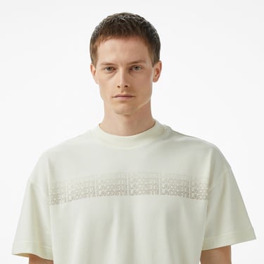  Lacoste Erkek Oversize Fit Bisiklet Yaka Baskılı Beyaz T-Shirt