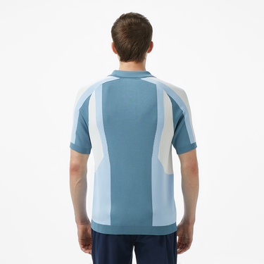  Erkek Regular Fit Kısa Kollu Polo Yaka Renk Bloklu Mavi Triko