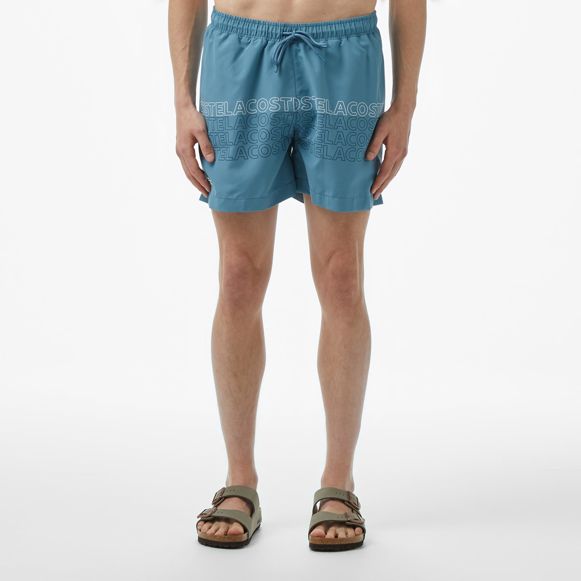 Lacoste Erkek Regular Fit Baskılı Mavi Deniz Şortu