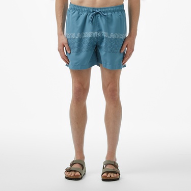  Lacoste Erkek Regular Fit Baskılı Mavi Deniz Şortu