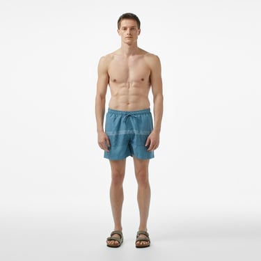  Lacoste Erkek Regular Fit Baskılı Mavi Deniz Şortu