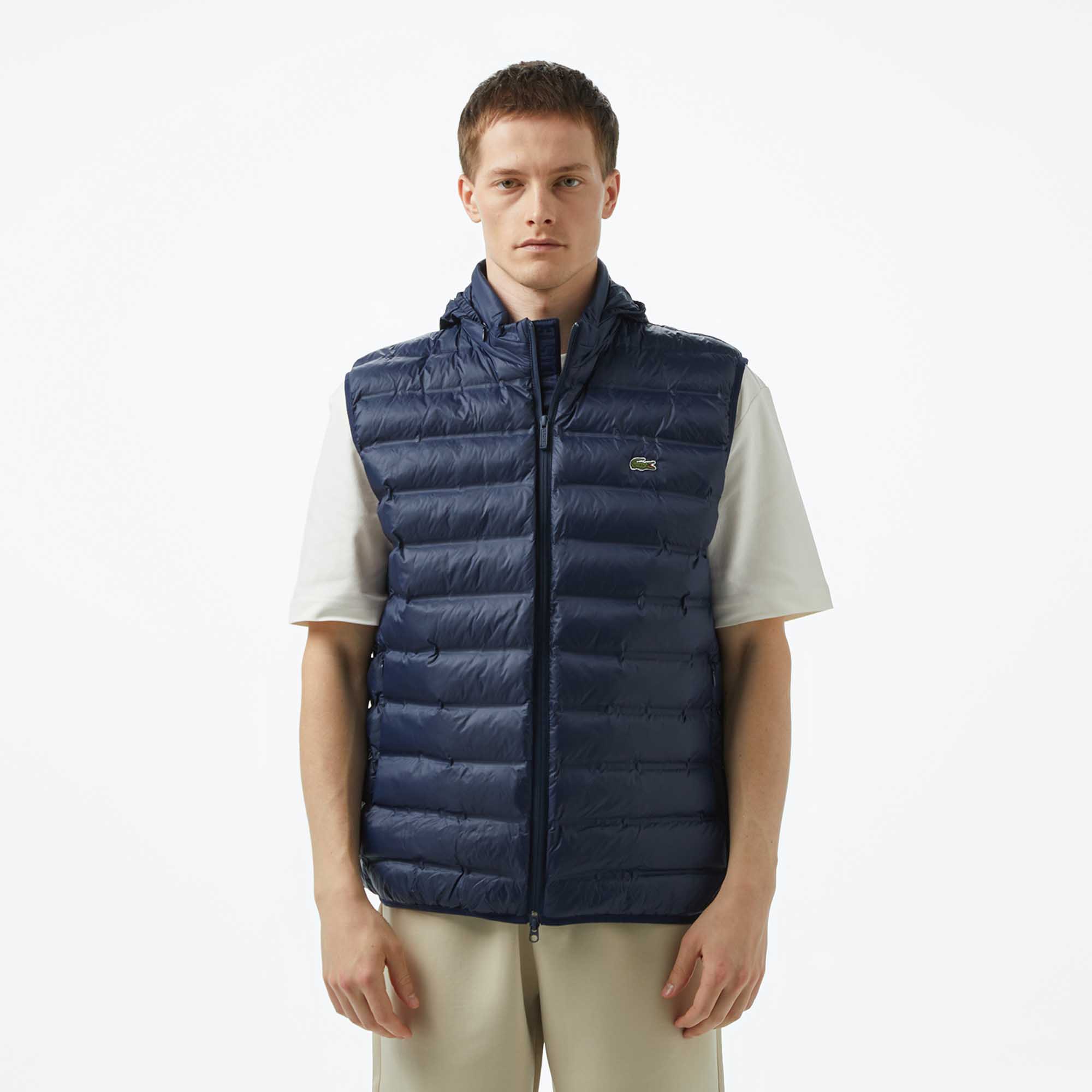 Lacoste Erkek Slim Fit Kapüşonlu Lacivert Yelek