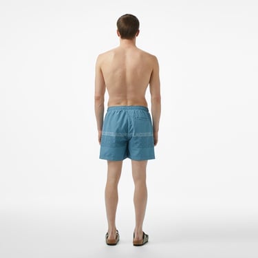  Lacoste Erkek Regular Fit Baskılı Mavi Deniz Şortu