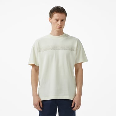  Lacoste Erkek Oversize Fit Bisiklet Yaka Baskılı Beyaz T-Shirt