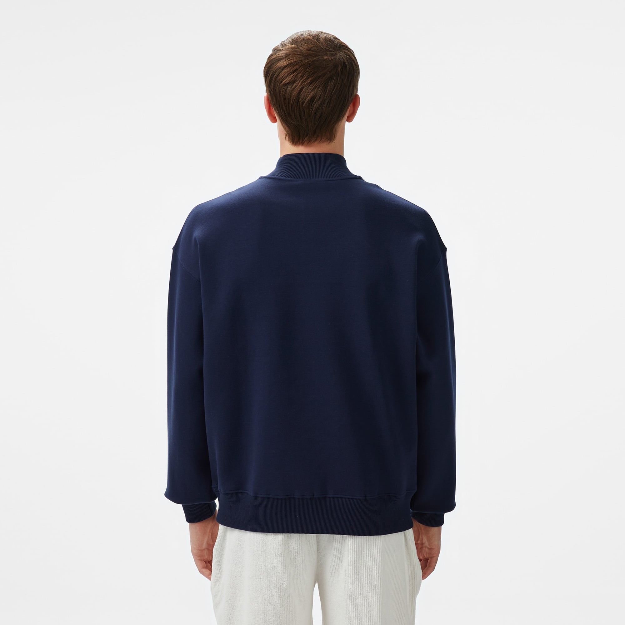 Lacoste Erkek Loose Fit Yarım Fermuarlı Baskılı Lacivert Sweatshirt