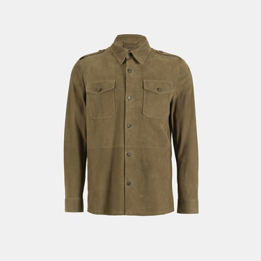  Amadeo Yeşil Erkek Süet Deri Gömlek