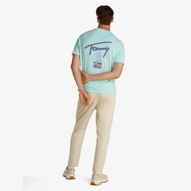  Tommy Jeans Relax Faded Graphic Erkek Yeşil T-Shirt