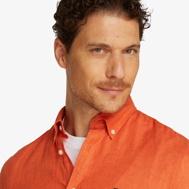  Tommy Hilfiger Pigment Dyed Li Solid Rf Erkek Turuncu Gömlek