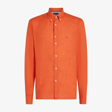  Tommy Hilfiger Pigment Dyed Li Solid Rf Erkek Turuncu Gömlek