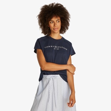  Tommy Hilfiger Mdrn Slv Corp Logo Kadın Lacivert T-Shirt