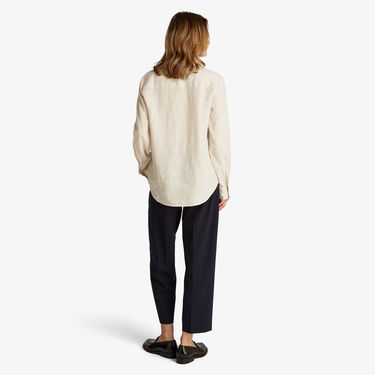  Tommy Hilfiger Ess Linen Relaxed Kadın Beyaz T-Shirt