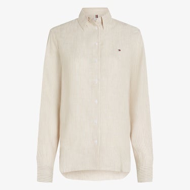  Tommy Hilfiger Ess Linen Relaxed Kadın Beyaz T-Shirt