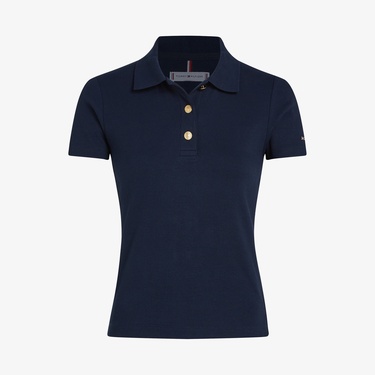  Tommy Hilfiger Slim Gold Button Kadın Lacivert Polo