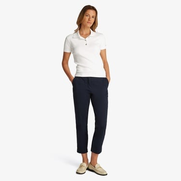  Tommy Hilfiger Slim Gold Button Kadın Beyaz Polo Yaka T-Shirt