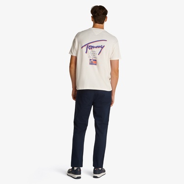  Tommy Jeans Relax Faded Graphic Erkek Beyaz T-Shirt