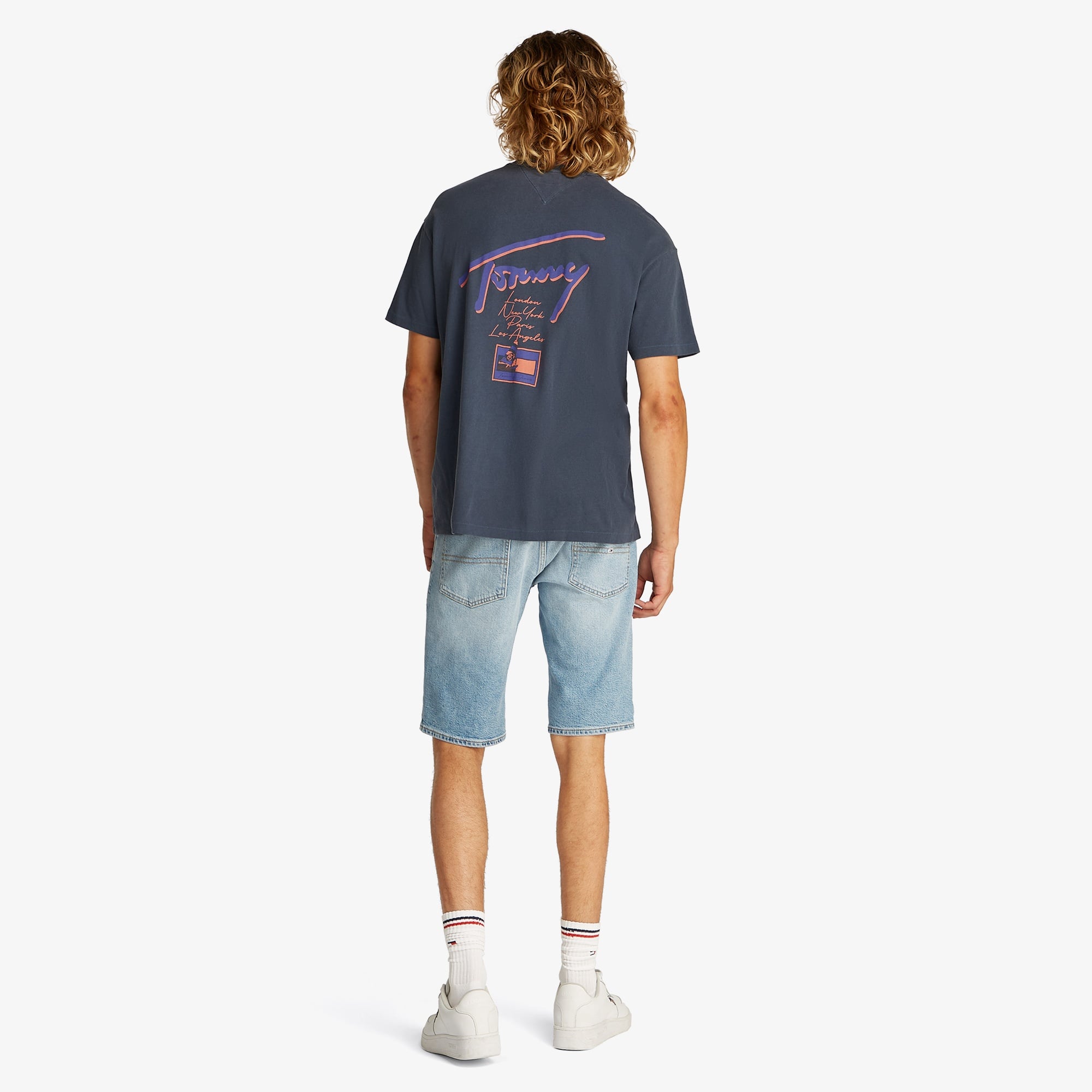 Tommy Jeans Faded Graphic Erkek Mavi T-Shirt