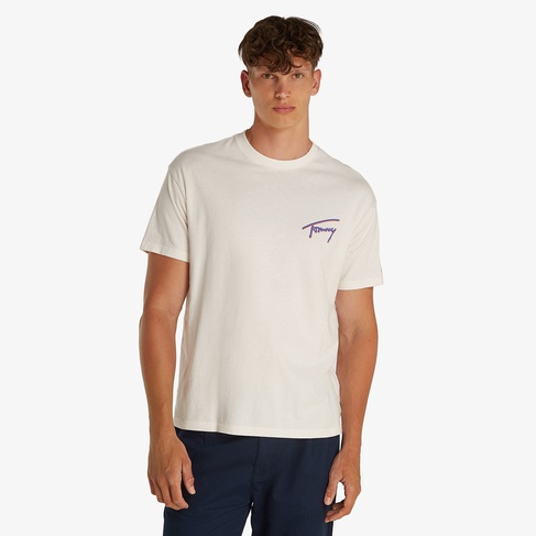  Tommy Jeans Relax Faded Graphic Erkek Beyaz T-Shirt